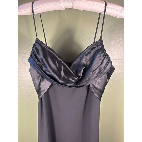 VTG Black Formal Gown Slip Dress 13/14 Draped Satin Neckline Elegant Old Money - Picture 3 of 7